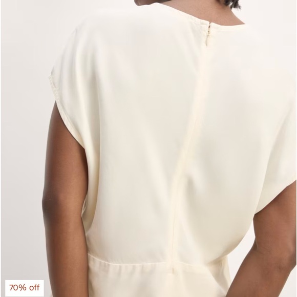 Everlane The Drape Top in Butterlite Bone 100% Tencel Cap Sleeve Zip Back 14 - Picture 15 of 15